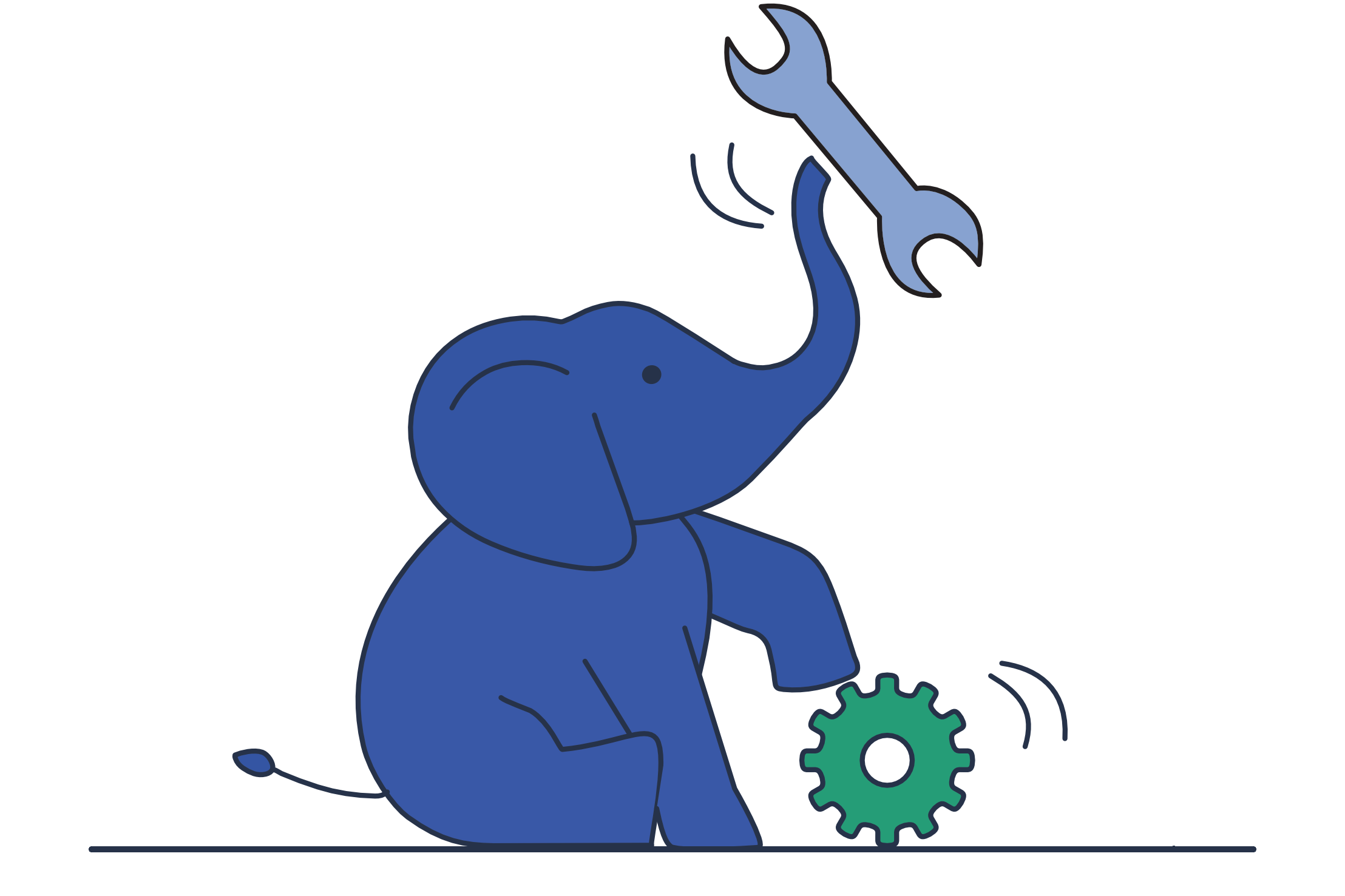 Mascotte DataPhant : éléphant avec clé et engrenage, déploiement d'IA privé